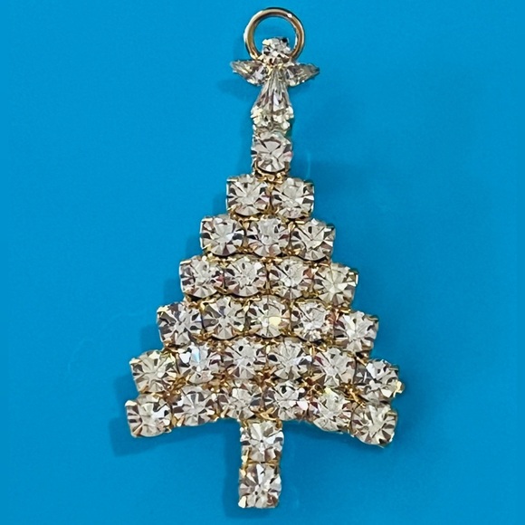 Vintage Attruia Christmas tree pin Swarovski - Picture 1 of 9